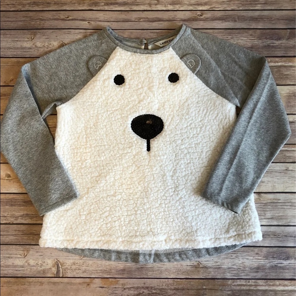 Lands' End Polar Bear Fuzzy Sweatshirt L 14+